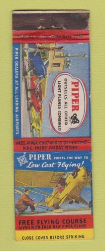 Matchbook cover piper cub - -,