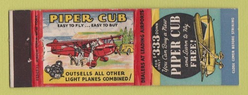 Matchbook cover piper - piper, cub