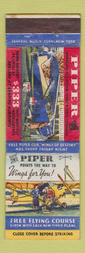 Matchbook cover piper cub - matchbook,
