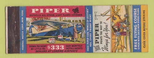 Matchbook cover piper cub - matchbook,