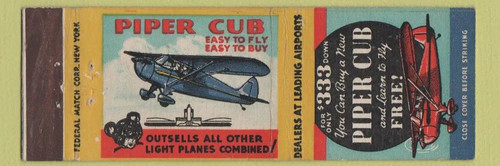 Matchbook cover piper - matchbook, cub