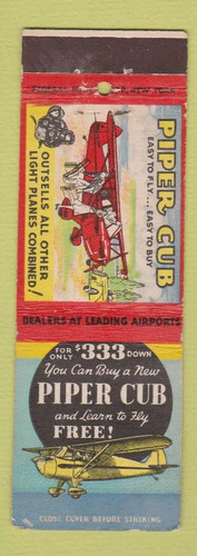 Matchbook cover piper cub - matchbook,
