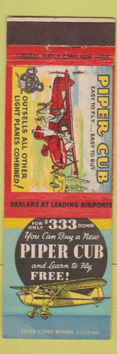 Matchbook cover piper cub - matchbook,